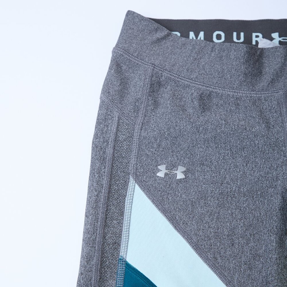 Under Armour Heatgear Compression Leggings Gray Turquoise Sea Green Medium - Picture 5 of 10